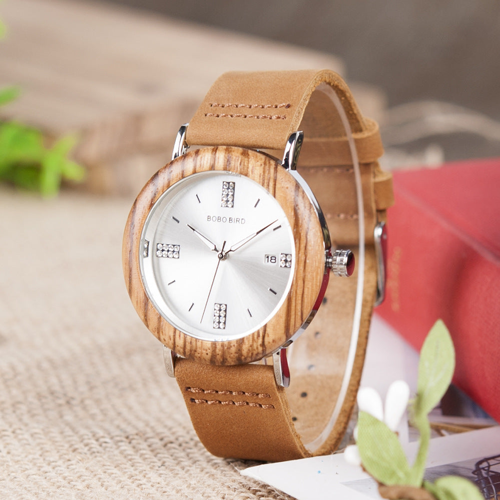 Herren-/Damenuhr, minimalistisch, Retro-Holz