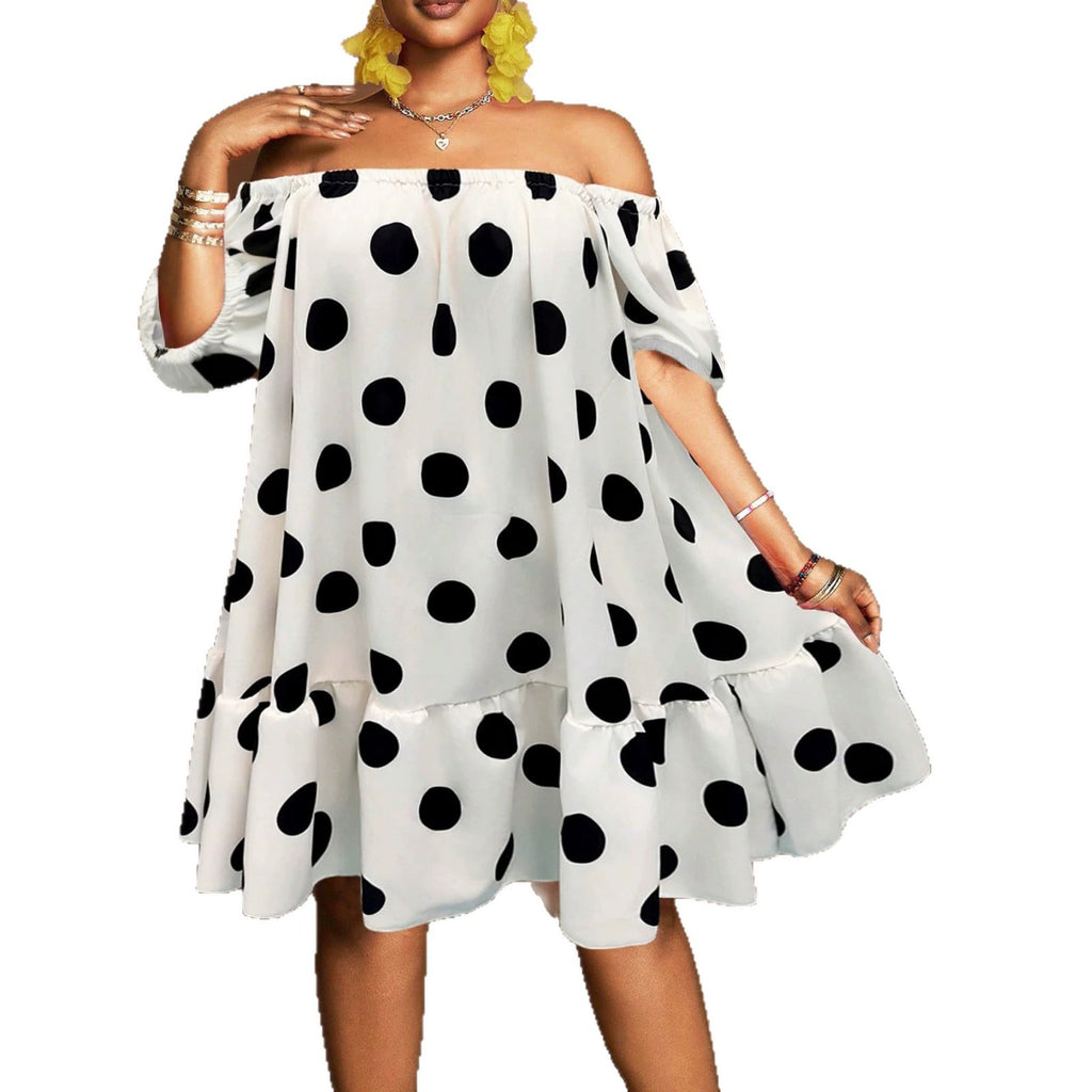 Sommerliches Polka-Dot-Kleid mit eckigem Ausschnitt