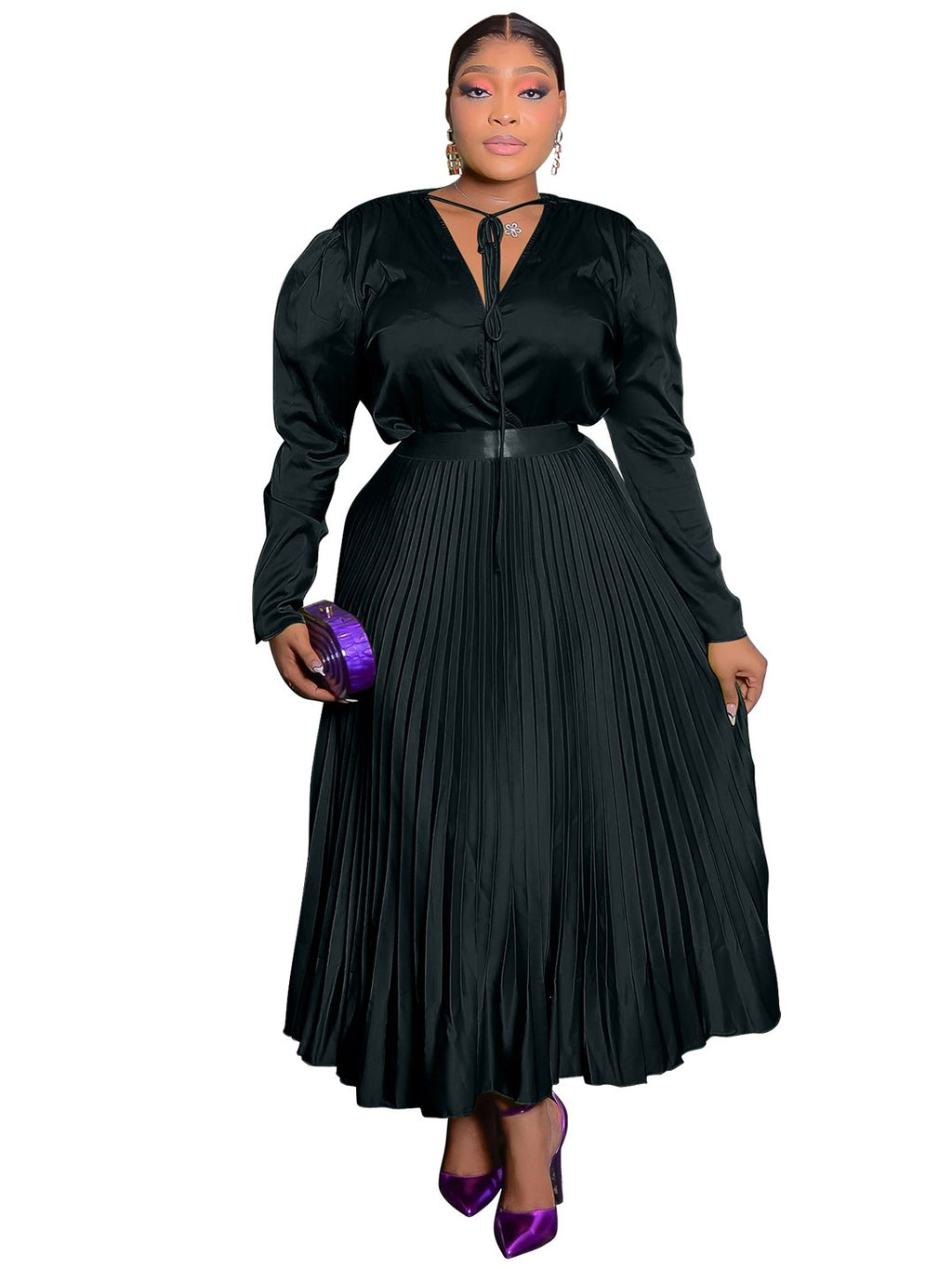 Elegantes Schnürkleid mit langen Ärmeln
