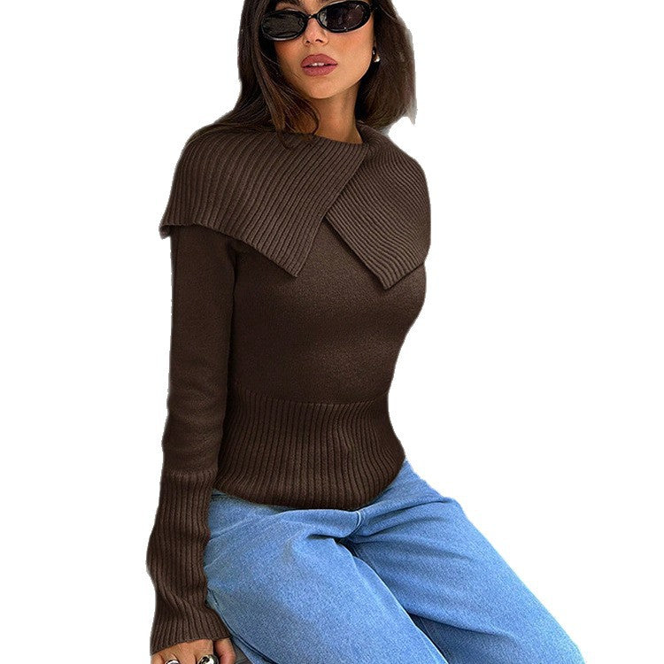 Damen Strickpullover mit Reverskragen