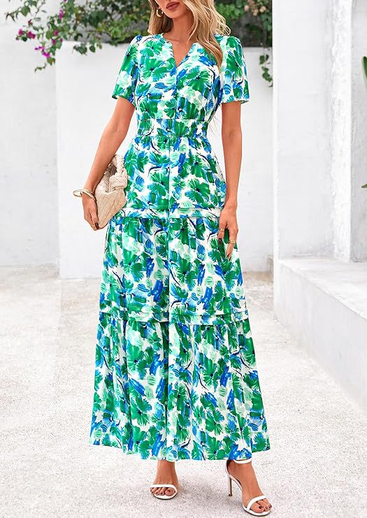 Retro Blumenkleid mit V-Ausschnitt – Bild 11 | LuxeStyle