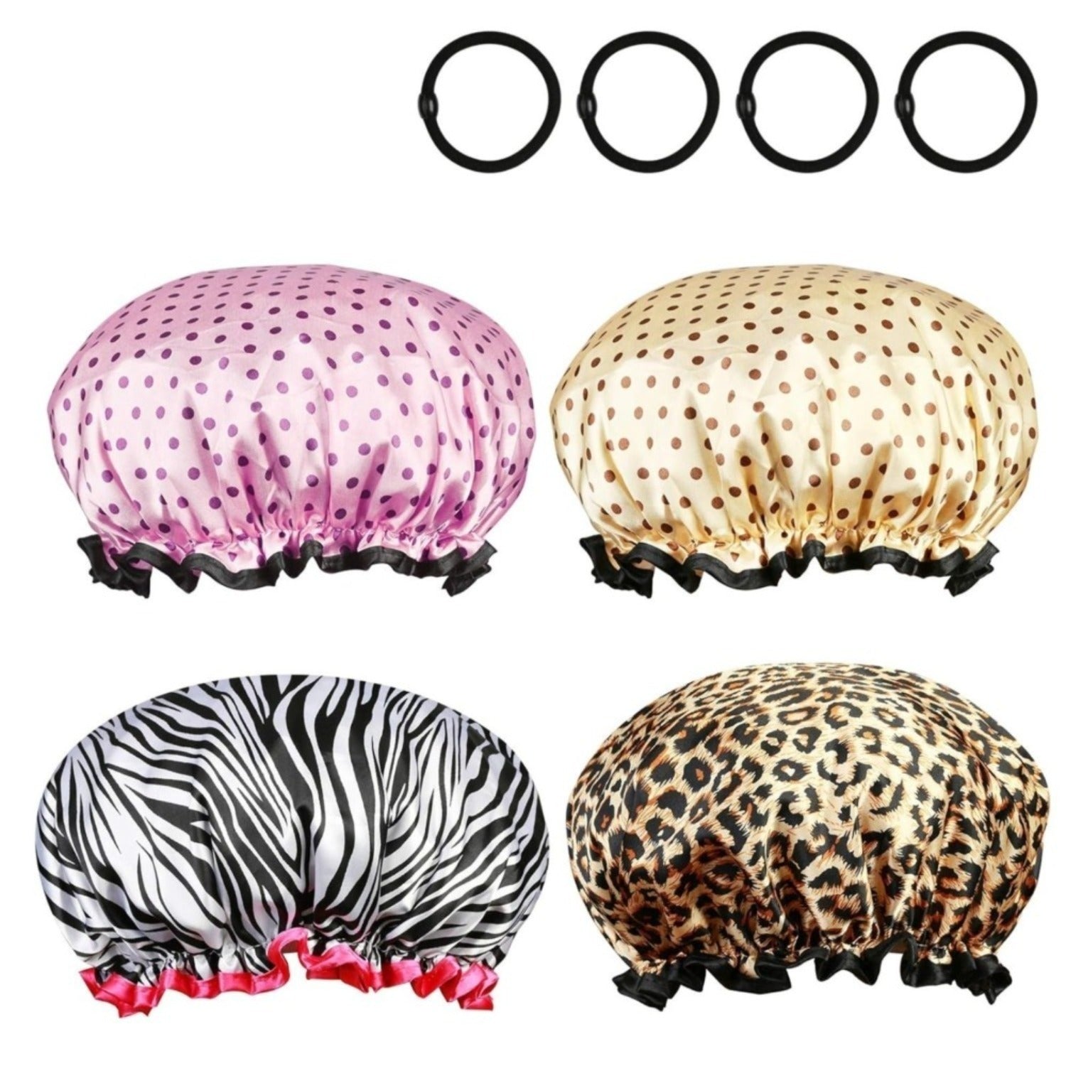 Duschhauben-Set mit 4 Designs