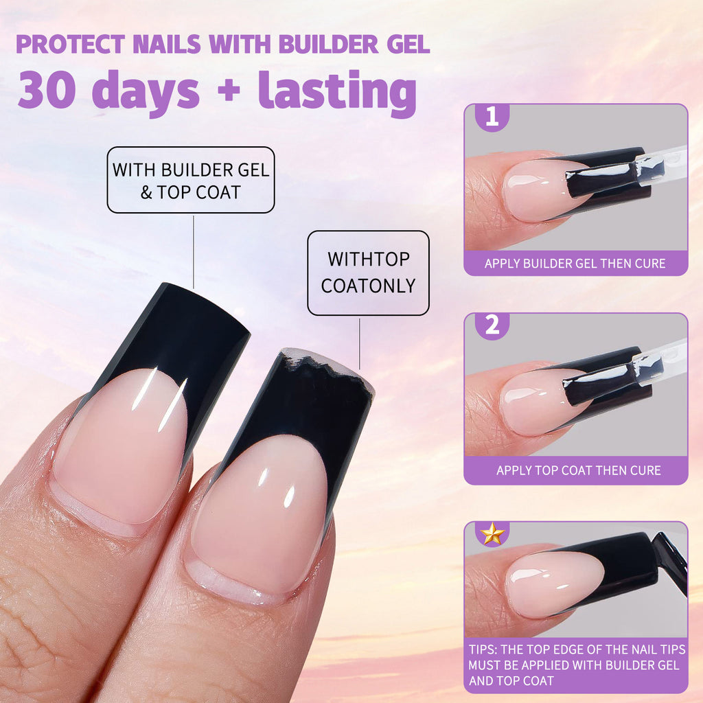 French Black Armour Wearable Nails