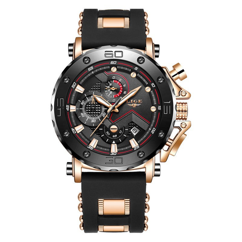 Quarz-Chronograph mit Lederarmband – Bild 3 | LuxeStyle