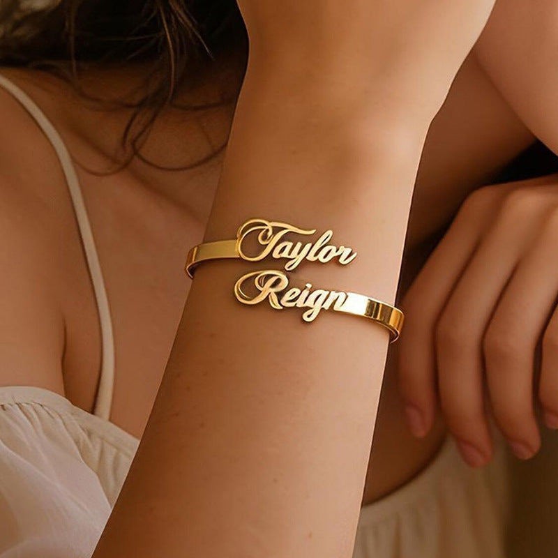 Doppelnamen-Armband aus Edelstahl
