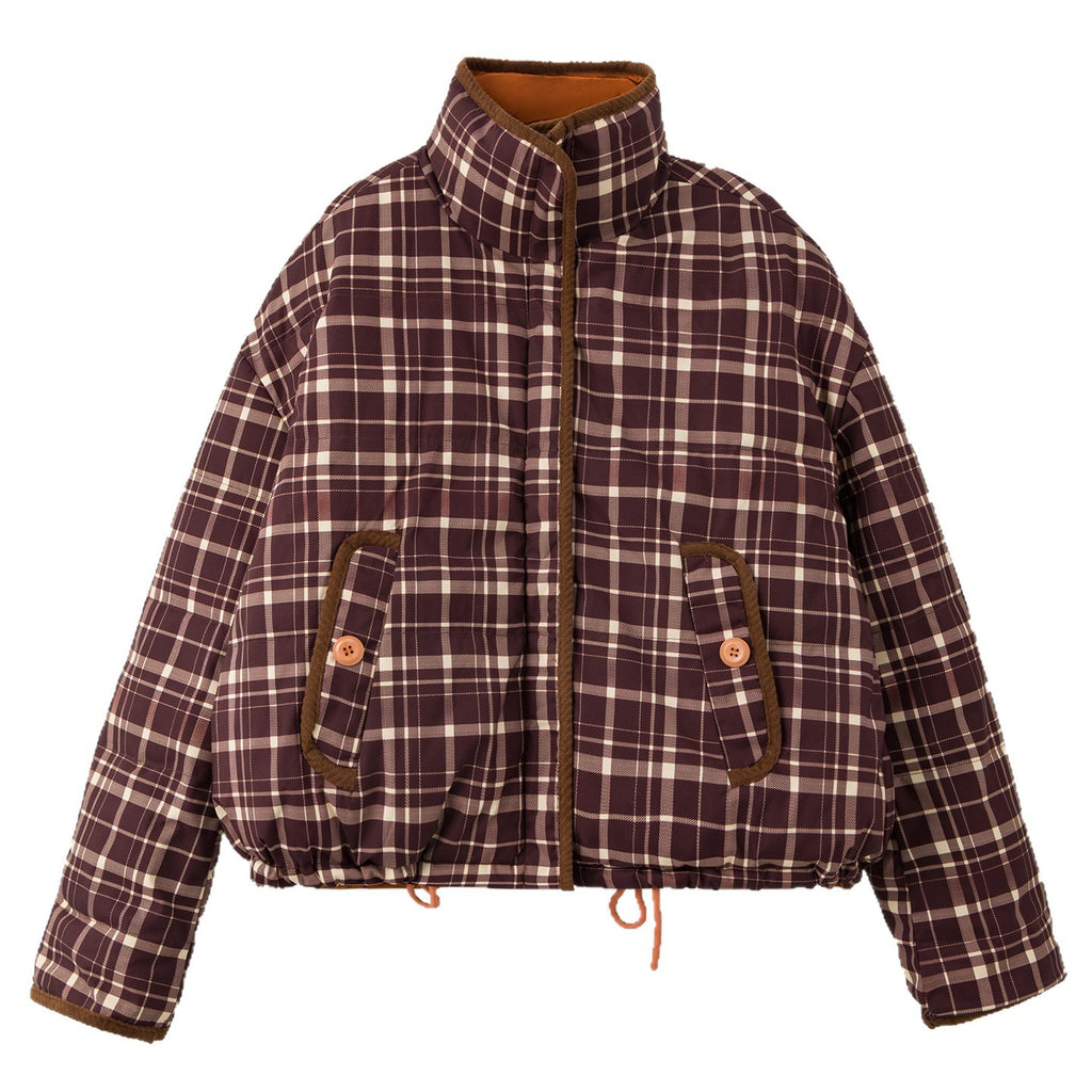 Wende-Steppjacke mit Patchwork-Karo