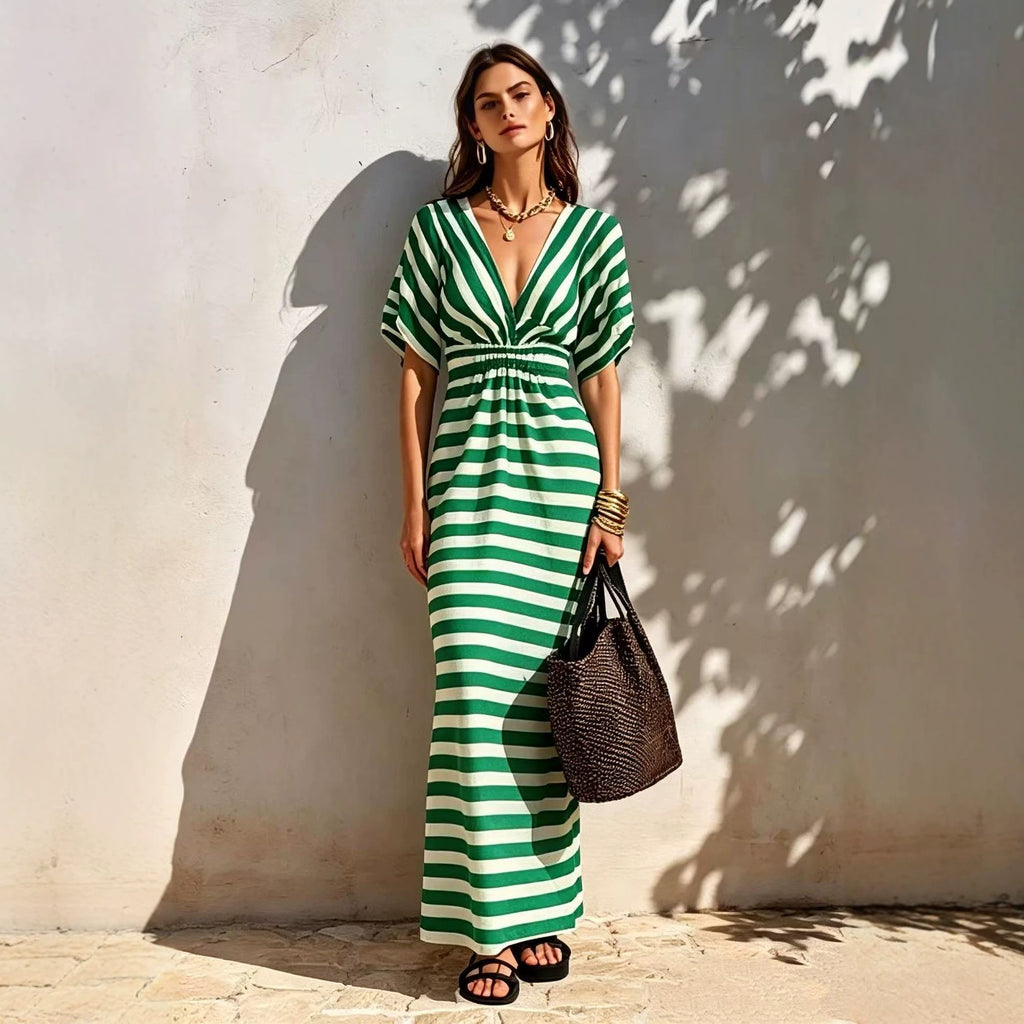 Lose sitzendes Streifen-Kleid