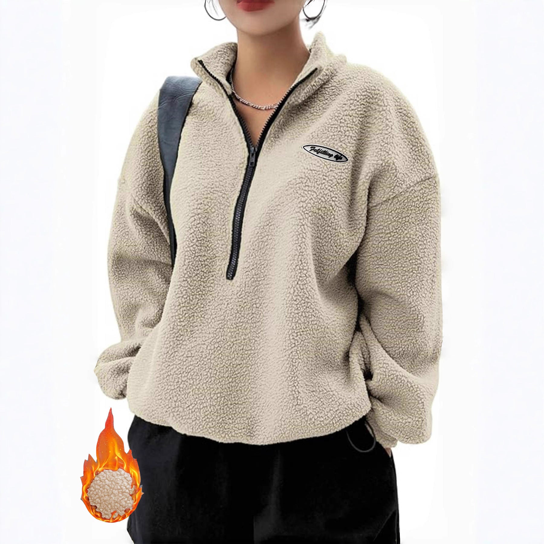 Damen Sweatshirt mit Schlaufe und Aufschrift