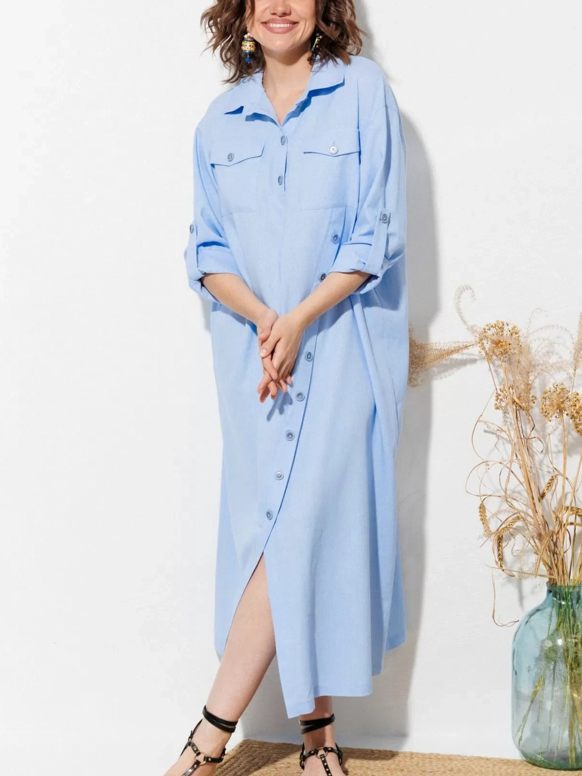 Elegantes Hemdblusenkleid mit Knopfleiste – Bild 2 | LuxeStyle