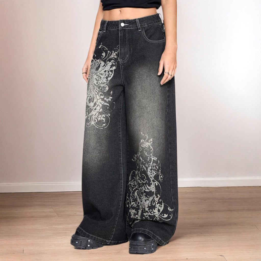 Gerade Beine Gewaschene abgenutzte Casual Jeans