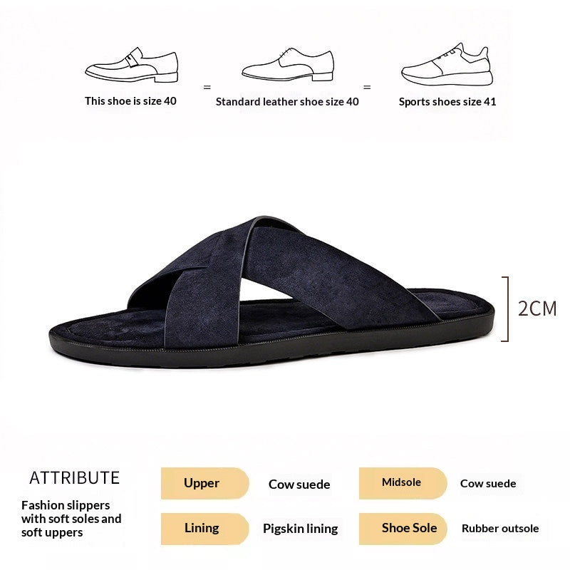 Herren Suede Pantoletten mit Kreuzriemen