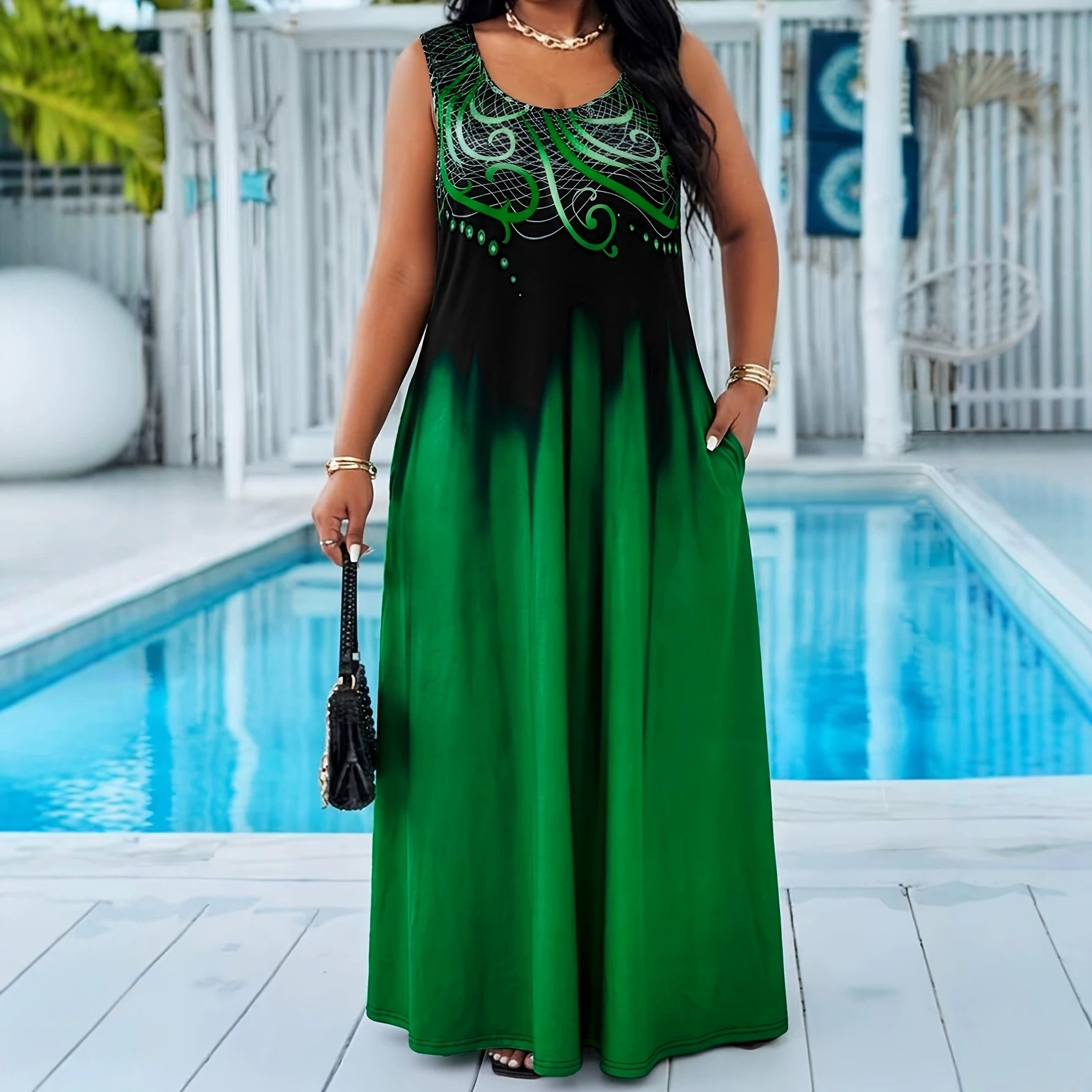 Elegantes A-Linien Kleid mit Farbverlauf
