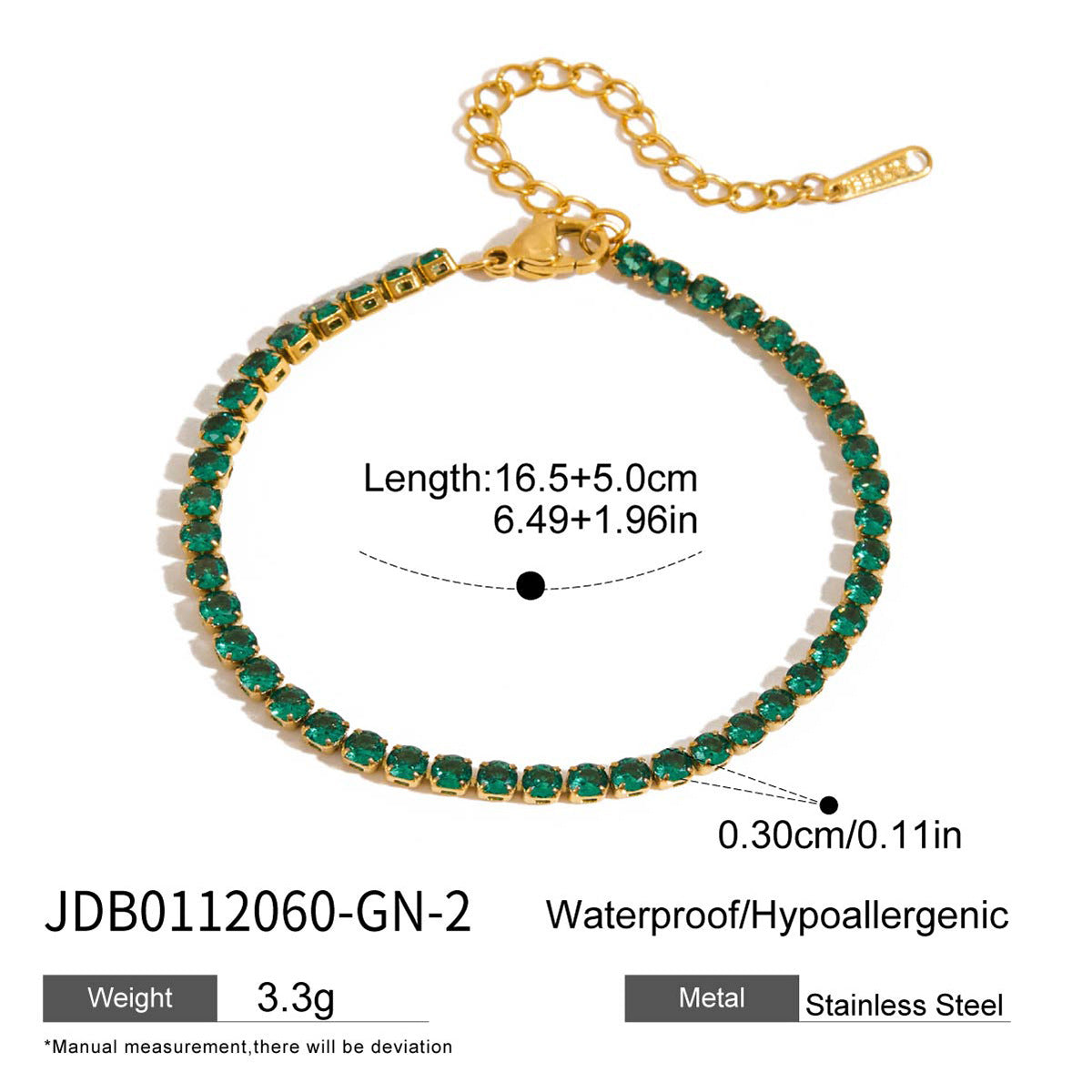 Champagner-Gold Armband mit grünem Herz – Bild 10 | LuxeStyle