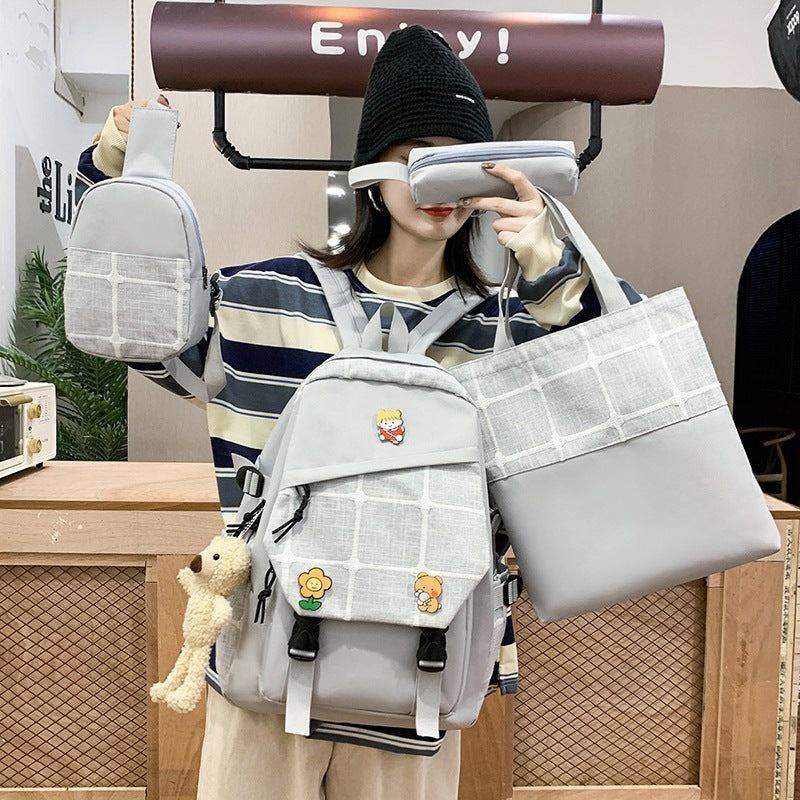 Karierter Rucksack im koreanischen Stil