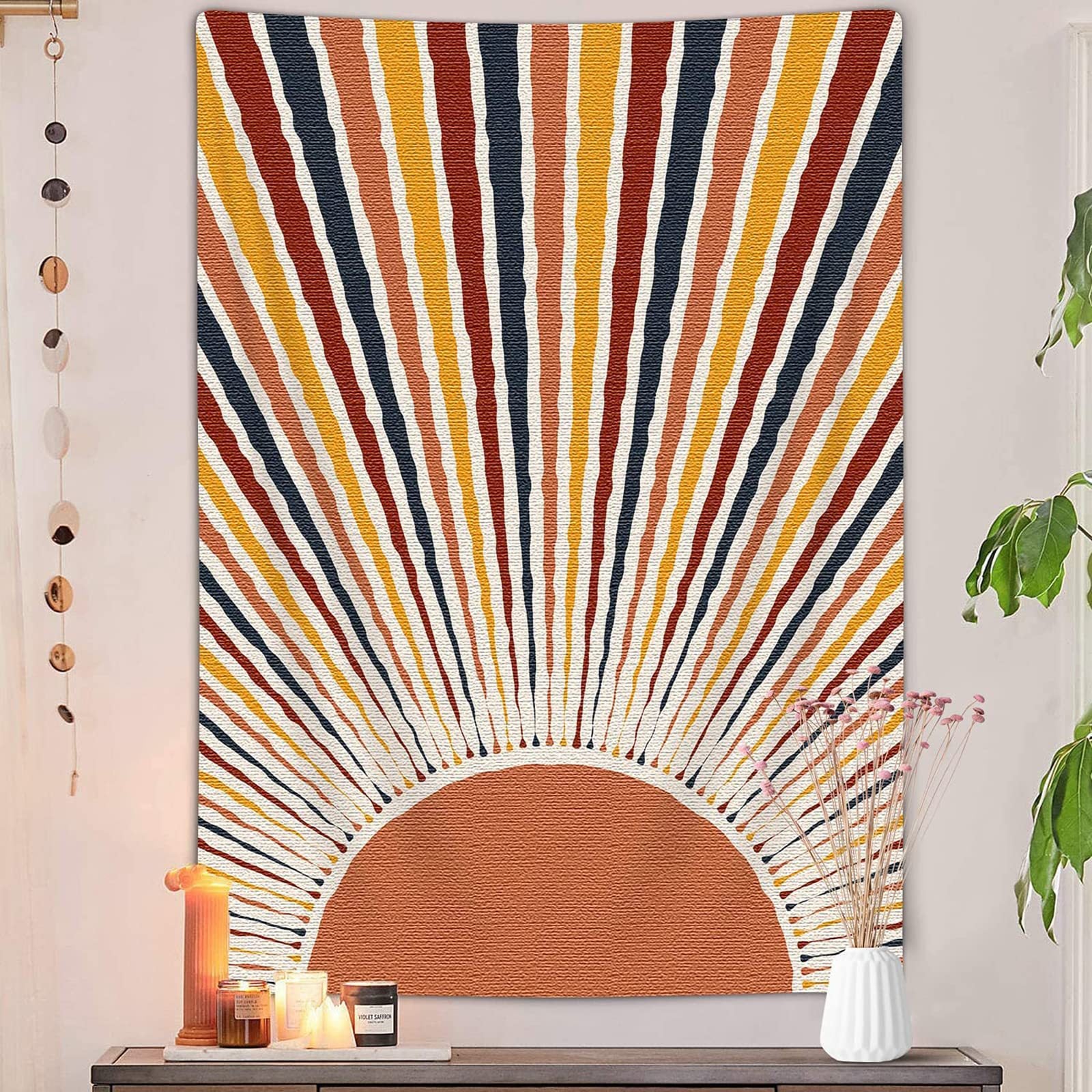 Bohemian Sun Wandteppich im Retro-Stil