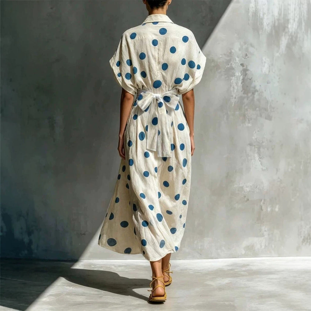 Midi-Kleid mit Polka Dots und Schnürung – Bild 4 | LuxeStyle