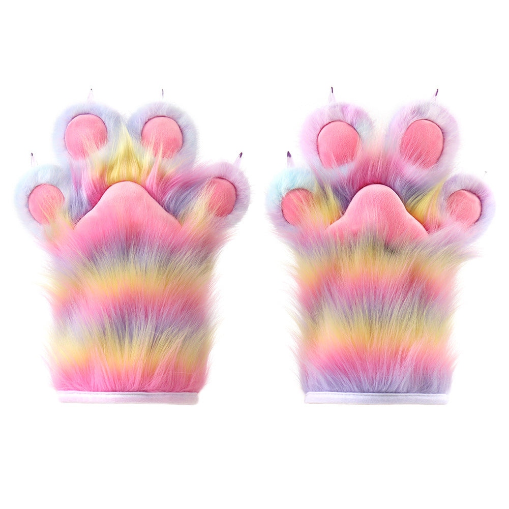 Plüschige Tierpfoten-Handschuhe