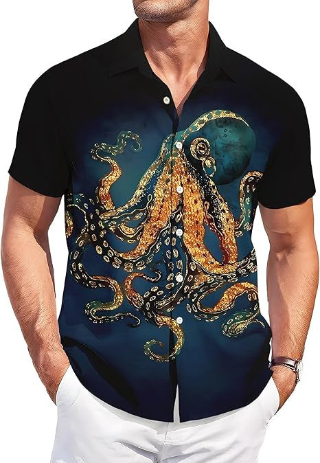 Revers-Shirt mit Digitaldruck abstrakt
