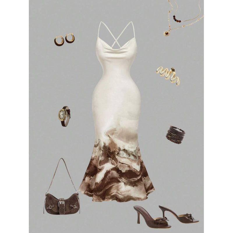 Blumen-Maxikleid «Fleurette» – Neckholder mit Fishtail