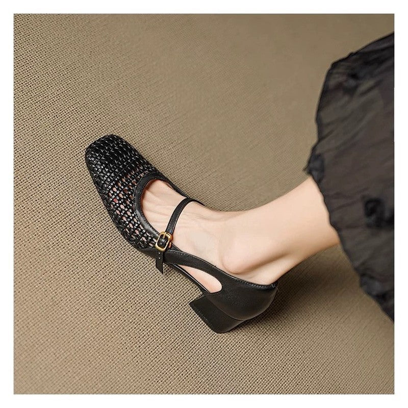 Weißes Quadratto-Toe Sandal mit Einsteckerfessel