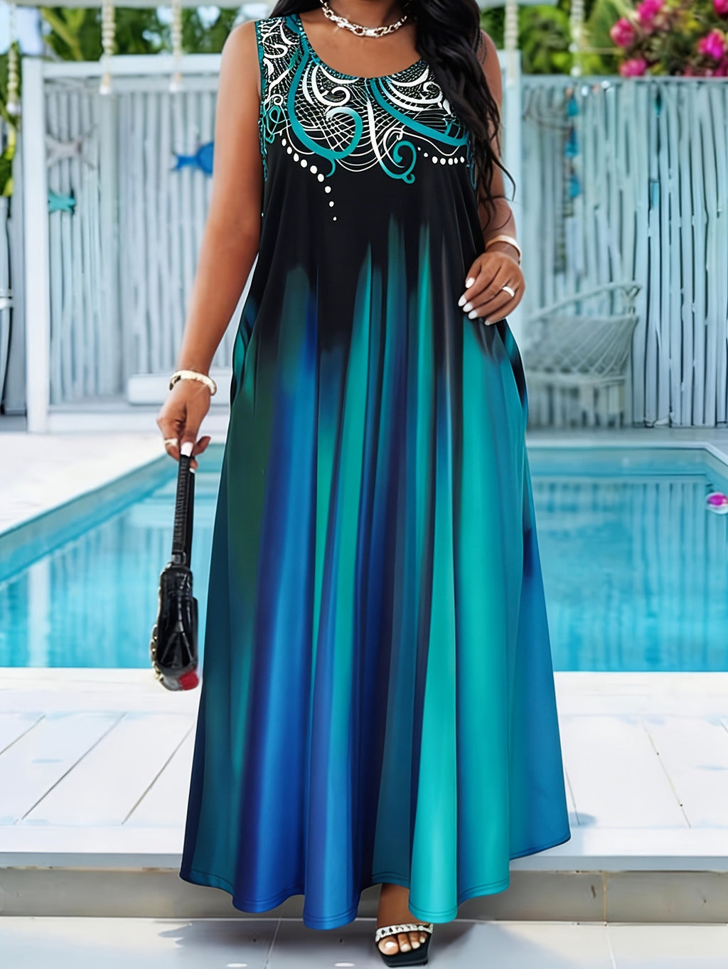 Elegantes A-Linien Kleid mit Farbverlauf
