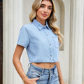 Kurze Jeansbluse mit Waschung