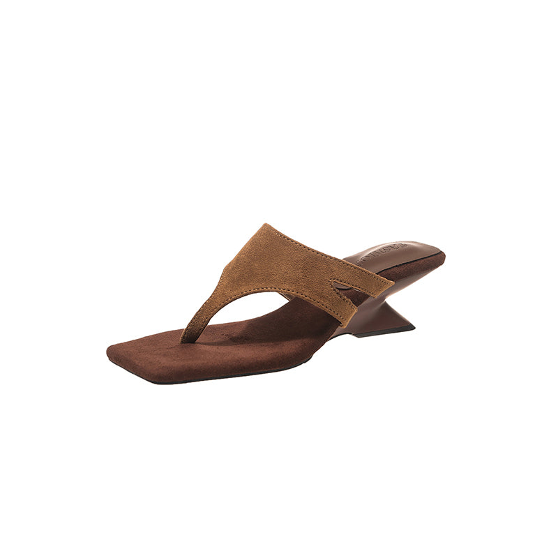 Elegante Square Toe Thong Sandalen