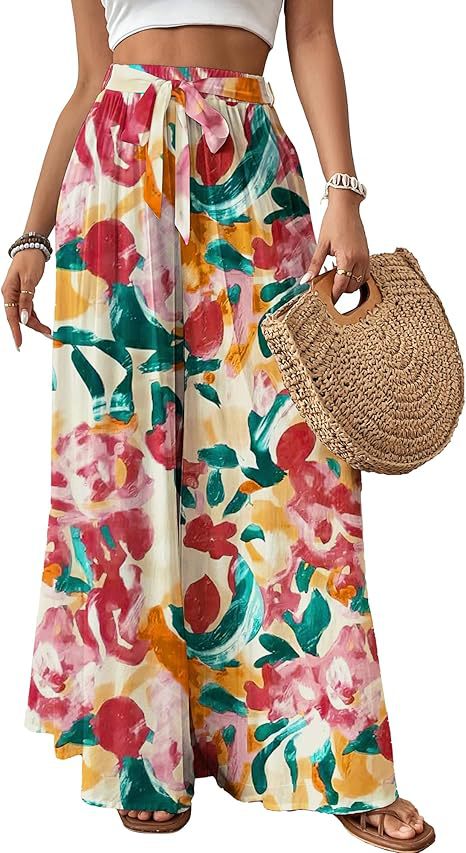 Flowing Floral Wide-Leg Hose für Damen