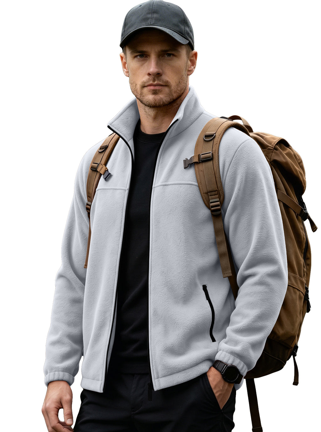 Herren Fleecejacke mit Stehkragen und Reissverschluss