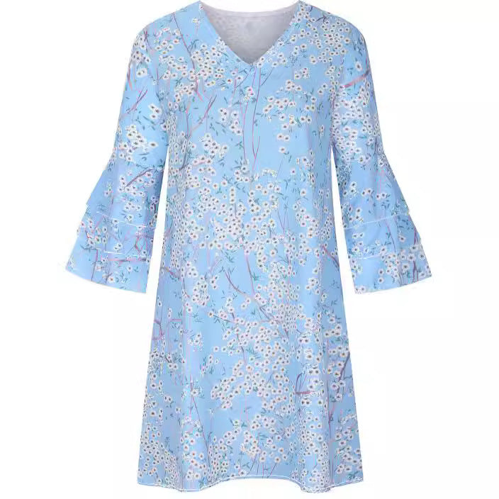 Geblümtes A-Linien Midikleid mit V-Ausschnitt – Bild 4 | LuxeStyle
