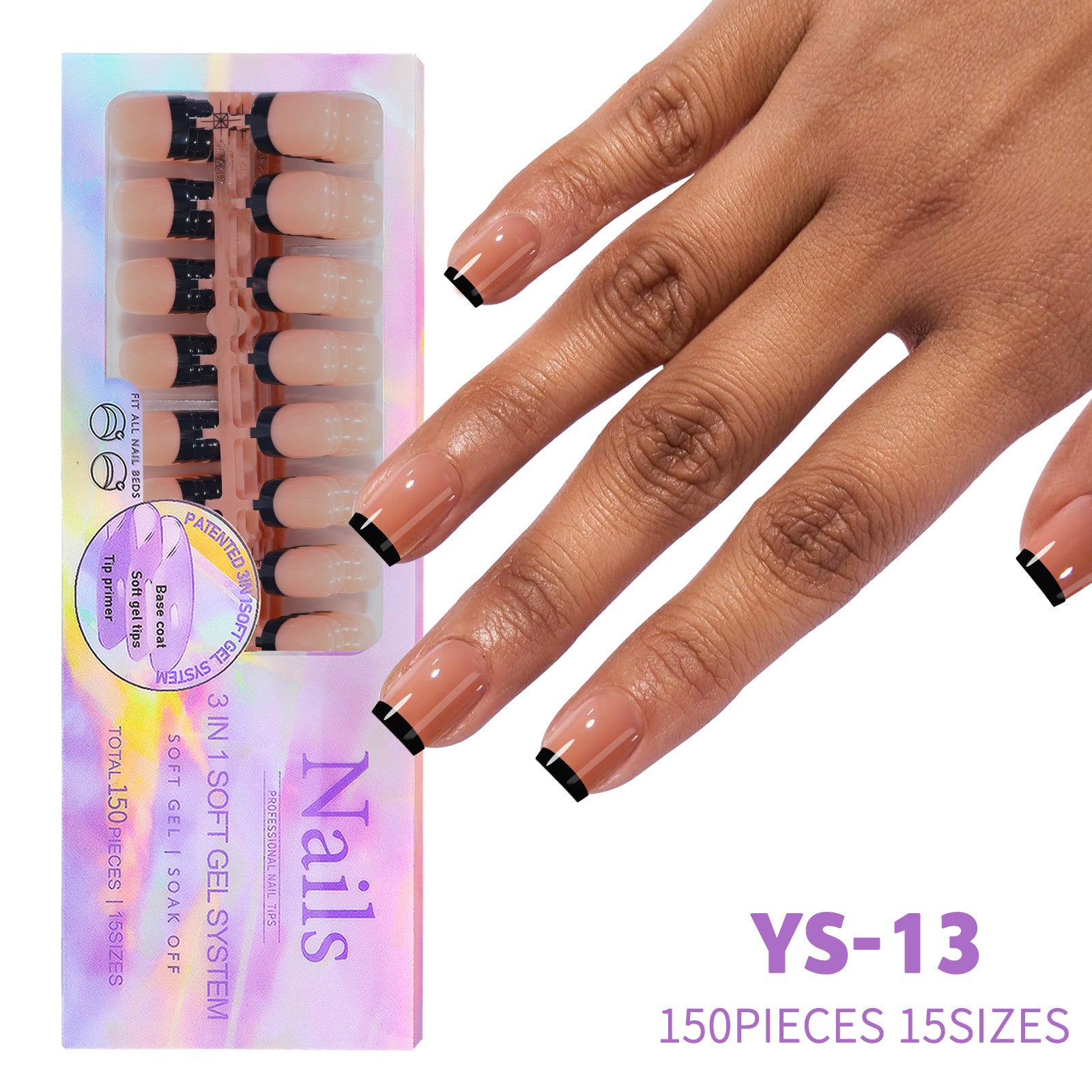 French Black Armour Wearable Nails