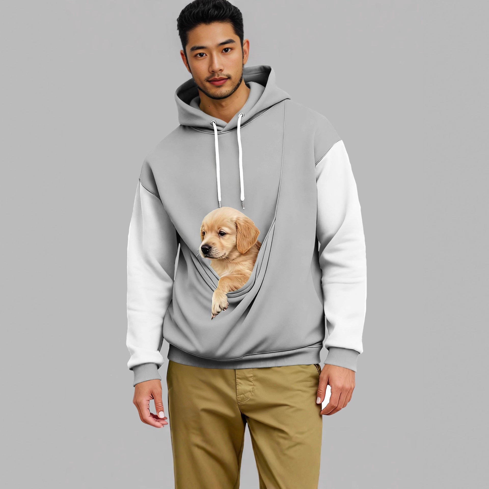 Retro-Hoodie mit Farbblock-Muster