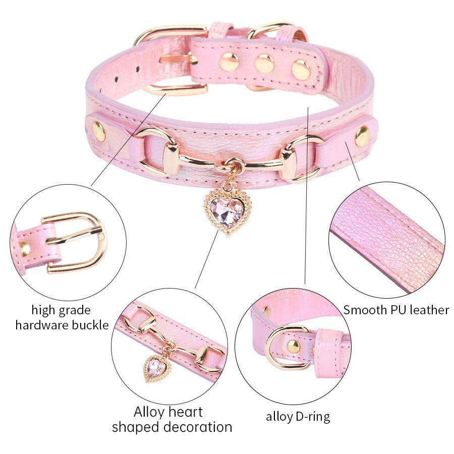 Glitzerstein-PU-Leder-Halsband für kleine Hunde