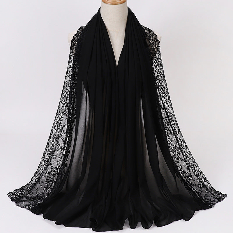 Schal aus Chiffon mit Spitzenabschluss – Bild 6 | LuxeStyle