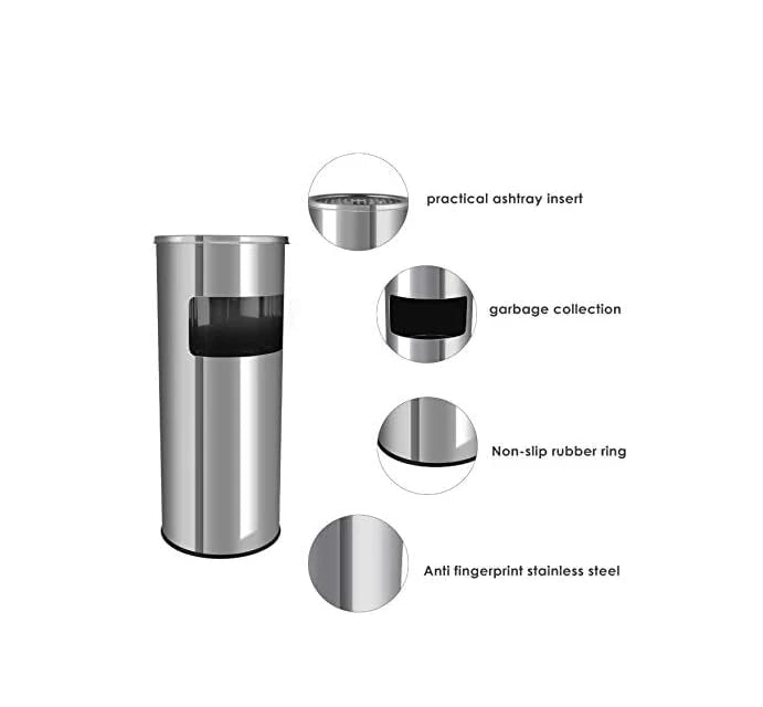 Rundes Abfalleimer aus Edelstahl (Silber) – Bild 6 | LuxeStyle