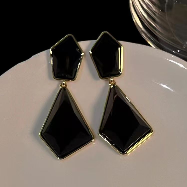 Statement-Ohrringe «Onyx» · Geometrisch, Schwarz