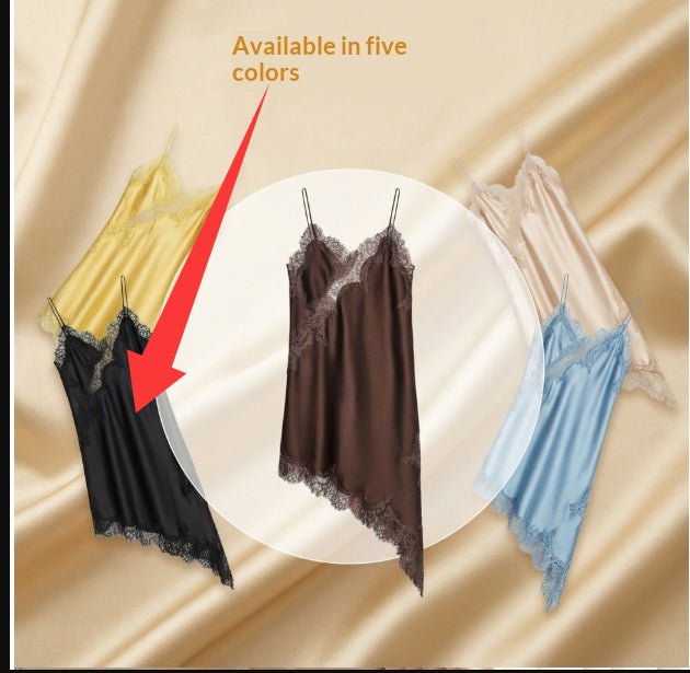Elegantes Satin-Patchwork Slip-Kleid