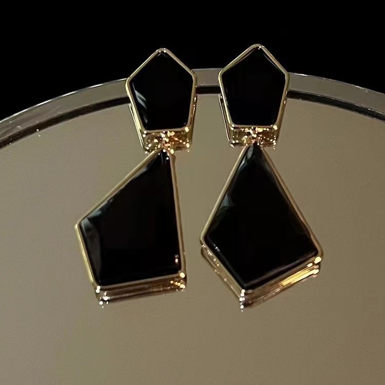 Statement-Ohrringe «Onyx» · Geometrisch, Schwarz