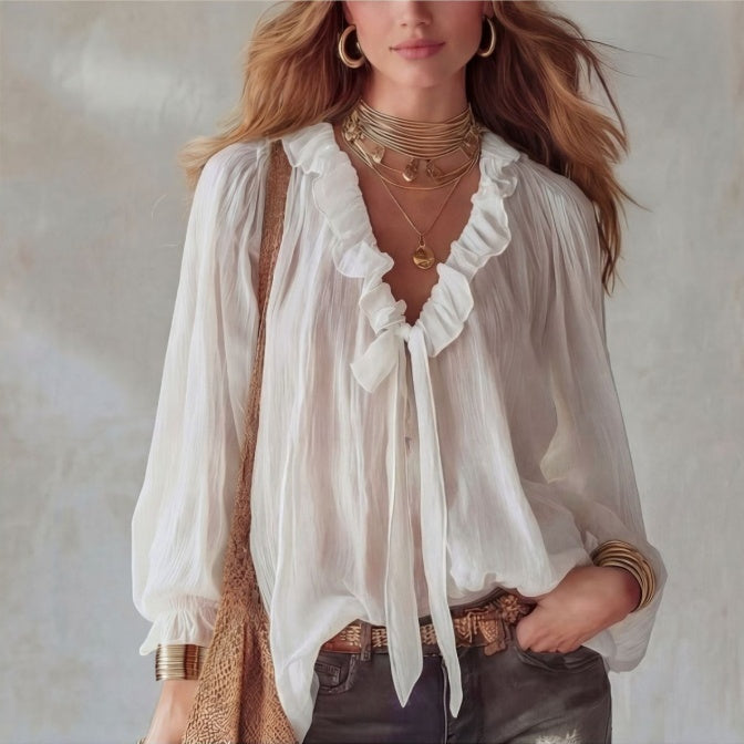 Lockeres V-Neck-Shirt – Bild 6 | LuxeStyle