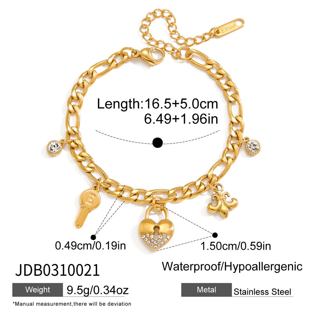 Damen-Armband aus Edelstahl mit weissen Strasssteinen – Bild 1 | LuxeStyle