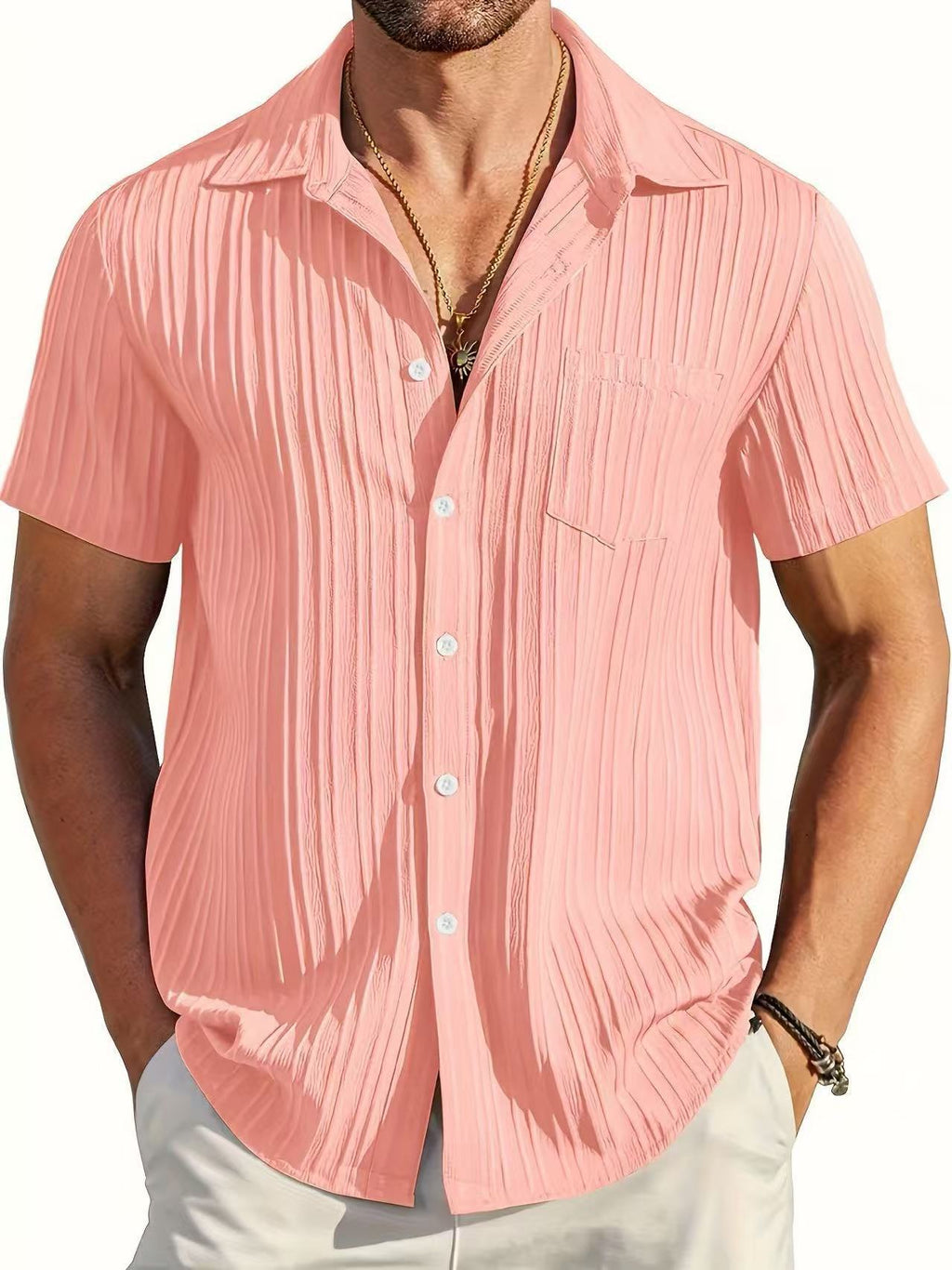 Poloshirt mit Kragen, Kurzarm, einfarbig – Bild 2 | LuxeStyle