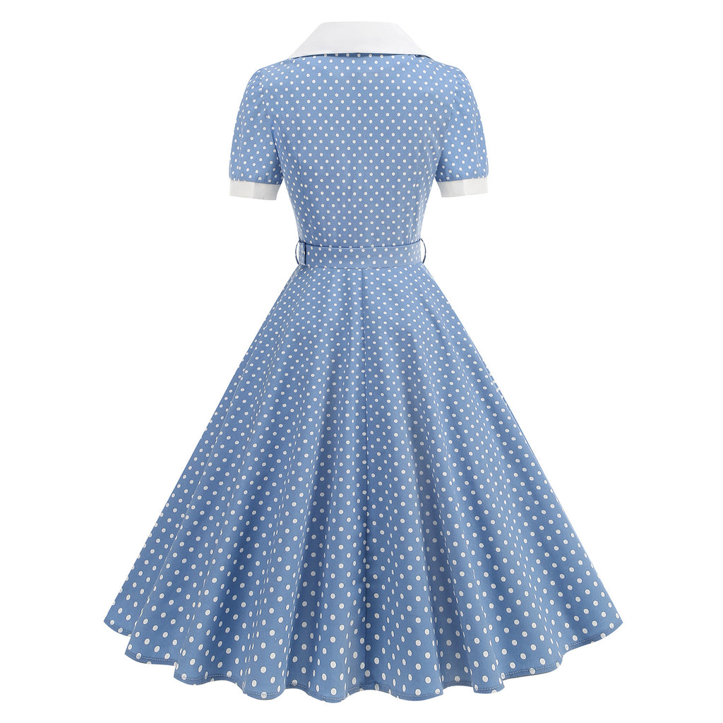 Rotes & Blaues Polka-Punkt Kleid