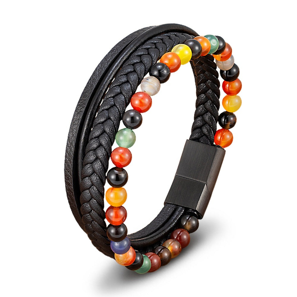 Armband aus Edelstahl mit Tigerauge und Obsidian – Bild 8 | LuxeStyle