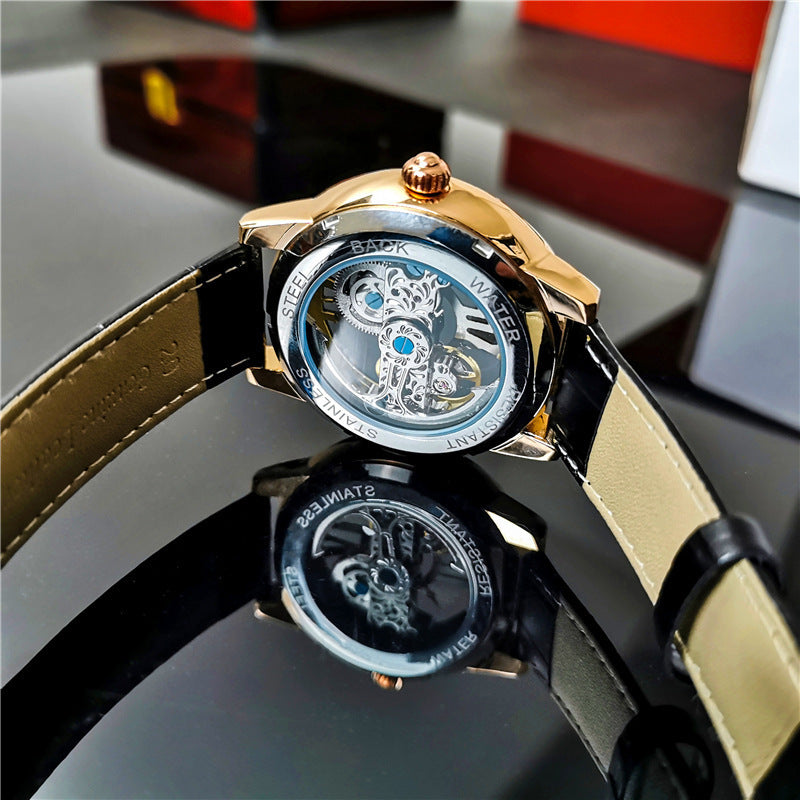 Automatische Mechanische Herrenuhr Doppelseitig Hohl Wasserdicht