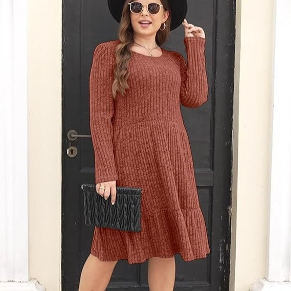Gestricktes A-Linien-Kleid mit Streifen – Bild 6 | LuxeStyle
