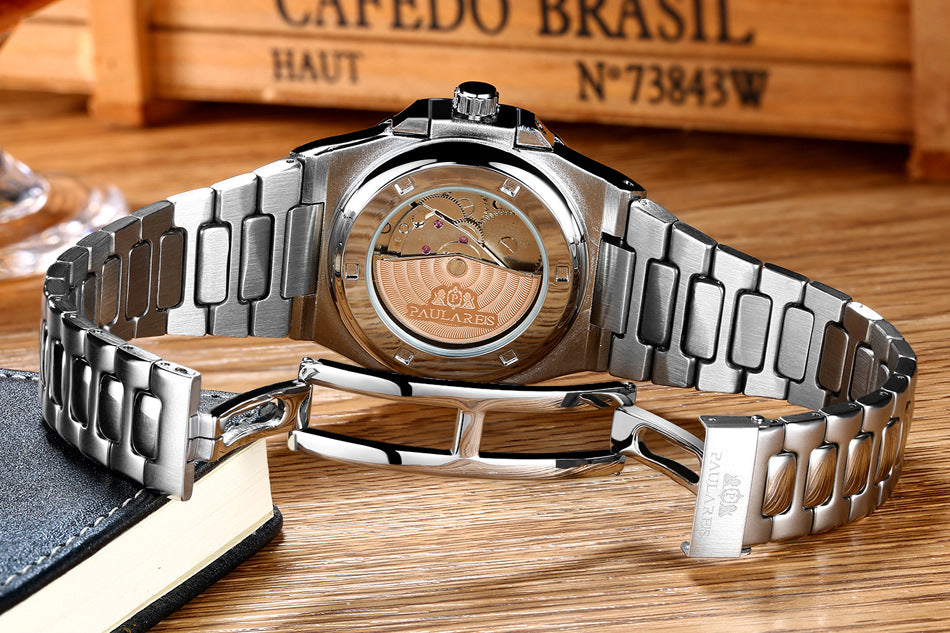Mechanische Herrenuhr mit Leuchtzeiger und Kalender – Bild 8 | LuxeStyle