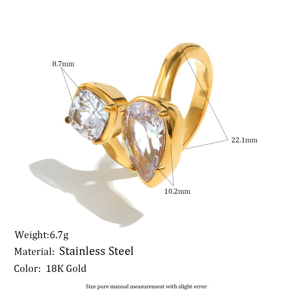 Eleganter Wassertropfen Zirkon Ring für Damen