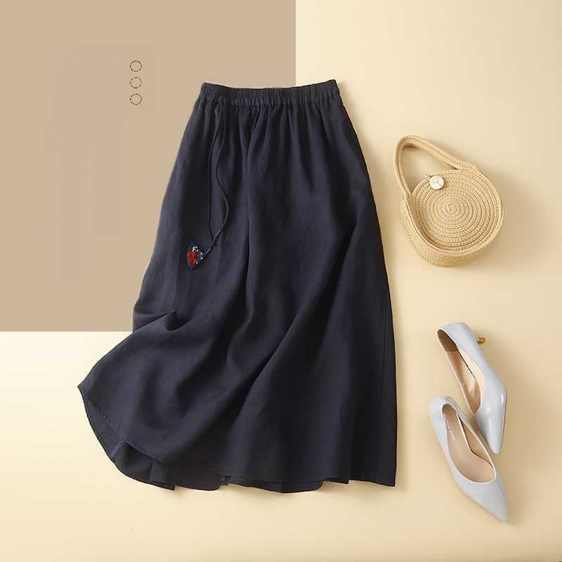 Mid-Langer Leinenrock für Damen – Bild 1 | LuxeStyle