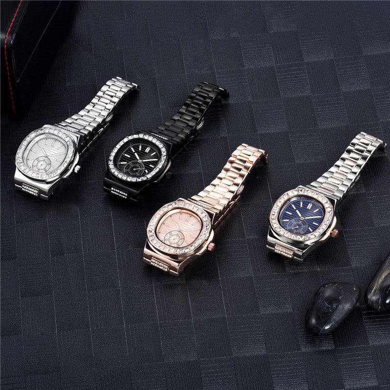 Herrenuhr mit Legierungsband und Strass-Akzenten | LuxeStyle