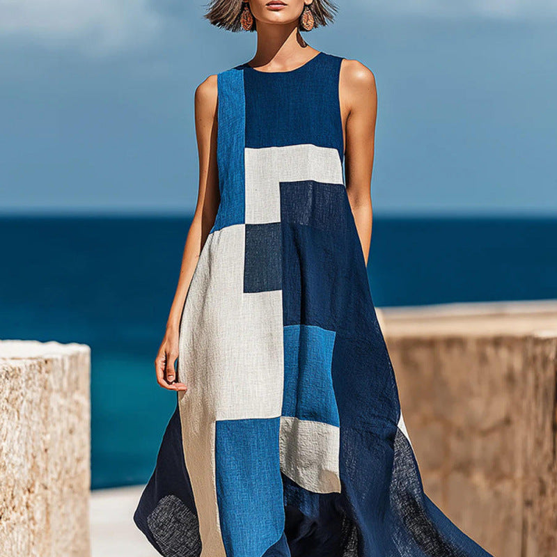 Elegantes ärmelloses Plaid-Kleid